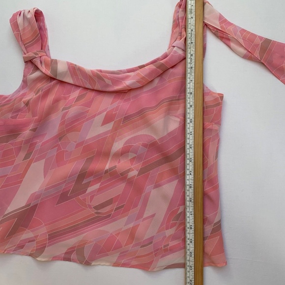 Y2K 2000s Baby Pink Asymmetrical Mod Ethereal Cyber Fairy Grunge Crop Top 12 L - Picture 5 of 6